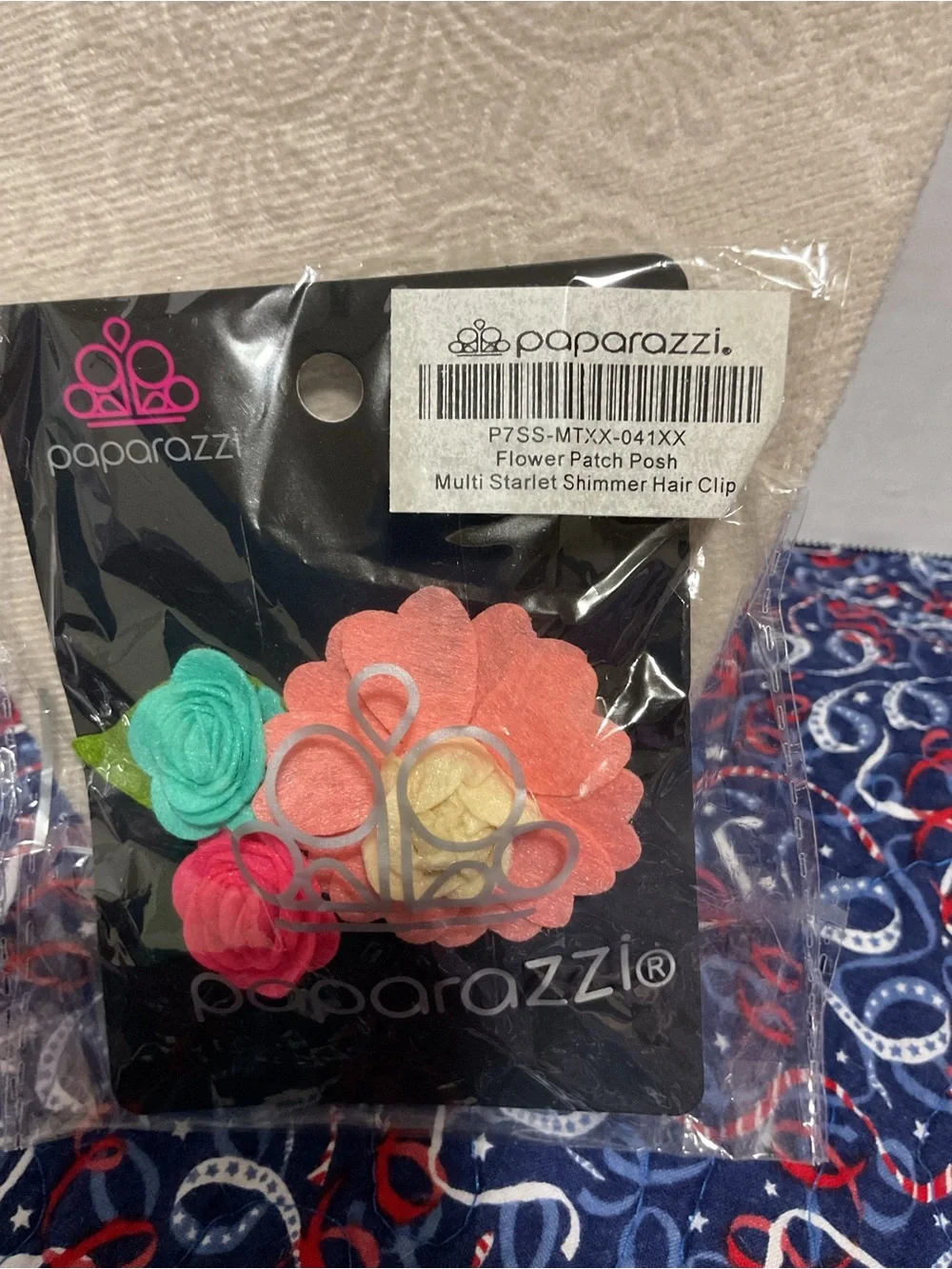 paparazzi  Felt Flower Hair Clips - Coral, Pink, Teal, Yellow & Green